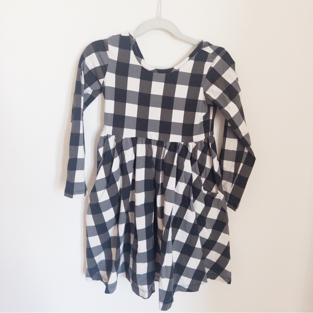 Hanna Andersson Black and White Plaid Kids Dress